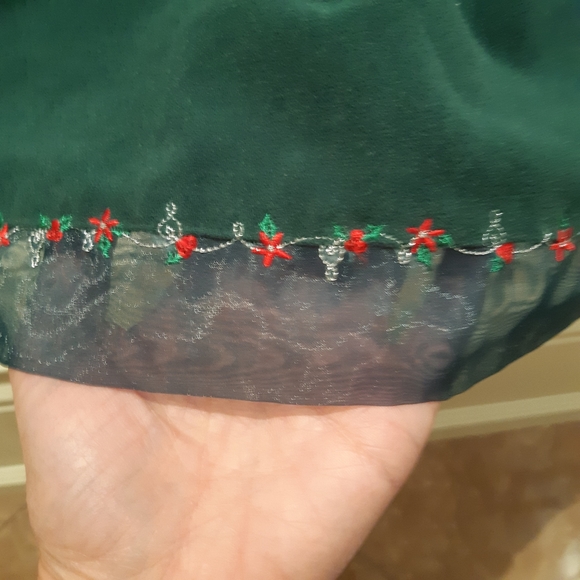 Disney Minnie mouse Christmas dress. Green Velour + red. 12 months of age. New - Picture 4 of 6